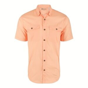 DRAKE Frat Gingham Check Button-Down Men Size Large Peach Pearl‎ Tonal SS Shirt